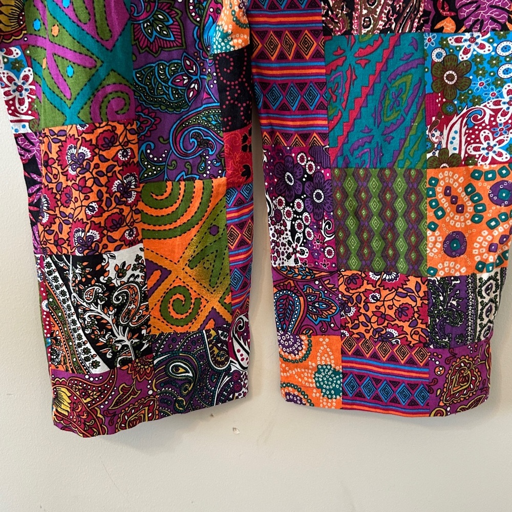 Bohemian Patchwork Print Overalls 100% Cotton Fro… - image 3